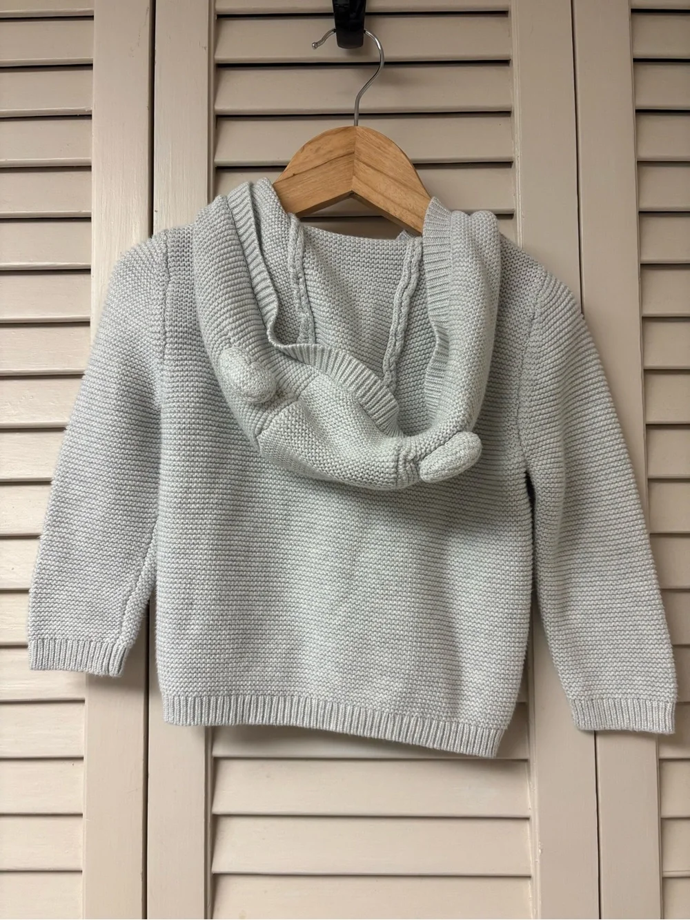 Carter's Light Gray Hooded Knit Cardigan with Wooden Buttons